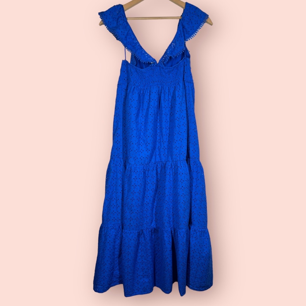 Zara Blue Eyelet Summer Midi Dress - XS - Picture 5 of 6